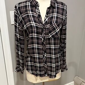 Rails Black and cream Plaid Button-Down Shirt